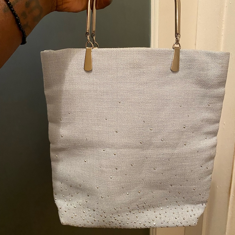 Powder Blue silver studded evening bag